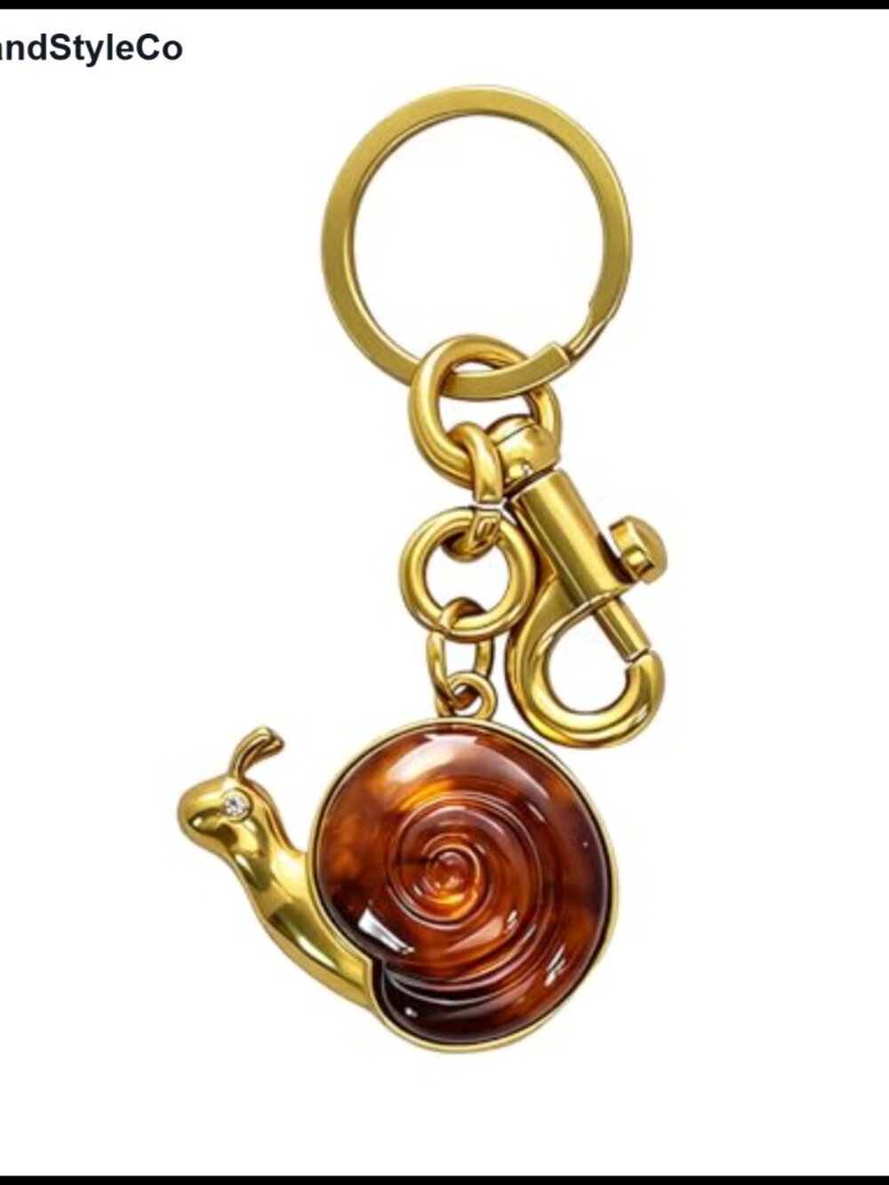Snail Charm Keychain Bag Purse Cute Resin Gold Brown